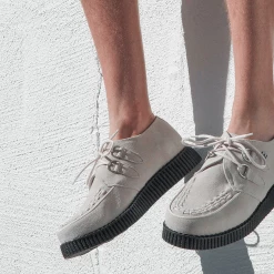 F9811 Cream Suede Viva Low D-Ring Interlace Creeper