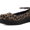 A9541L Women Leopard Pointed Ballet Ankle Strap Creeper