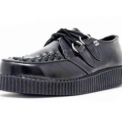 F6806 Black Leather Viva II Low Creeper Women