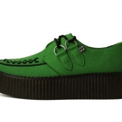 V9942 Women Jade Green Faux Suede D-Ring Creeper