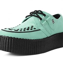 V9809 Mint Faux Suede D-Ring Interlace Creeper Women