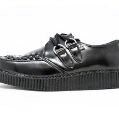 F6806 Black Leather Viva II Low Creeper Women