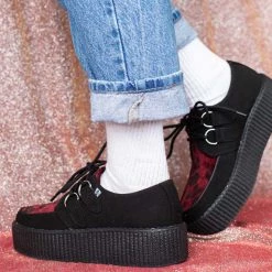 V9973 Black & Burgundy Leopard D-Ring Mondo Creeper