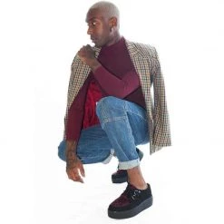 V9973 Black & Burgundy Leopard D-Ring Mondo Creeper