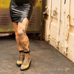 A9862L Yellow Plaid Pointed Ballet Creeper Women