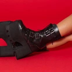 T2305 Black 4-Buckle Anarchic Moto Boot