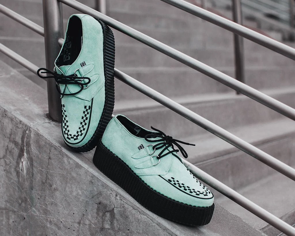 V9809 Mint Faux Suede D-Ring Interlace Creeper Women