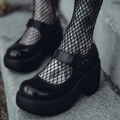 T2302L Black Bubble Anarchic Mary Jane Platform