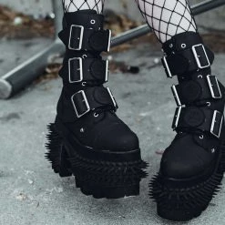 T2304 Black 3-Buckle Anarchic Hellraiser Boot