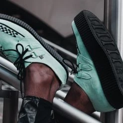 V9809 Mint Faux Suede D-Ring Interlace Creeper Women