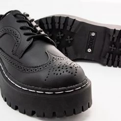 A9884 Black Double Decker Brogue Women