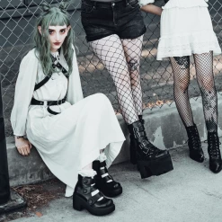 T2303L Black Bubble 3-Strap Anarchic Mary Jane Platform