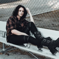 T2304 Black 3-Buckle Anarchic Hellraiser Boot