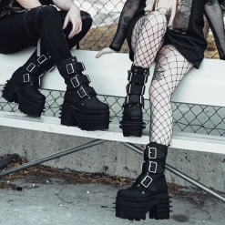 T2304 Black 3-Buckle Anarchic Hellraiser Boot