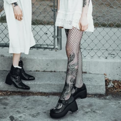 T2301L Black Victorian Anarchic 6-Buckle Pointed Boot