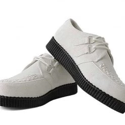 F9811 Cream Suede Viva Low D-Ring Interlace Creeper