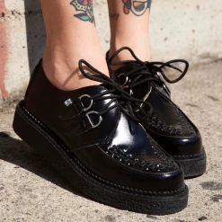 D9762 Black Leather 1970 Original Creeper Women