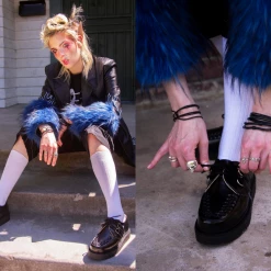 D9762 Black Leather 1970 Original Creeper Women