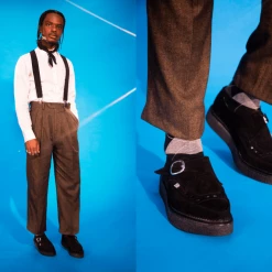 D9765 Women Black Suede 1970 Pointed Original Creeper