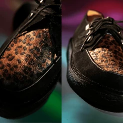 D9761 Women Black Suede & Leopard 1970 Original Creeper