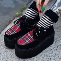 S9861 Black Suede & Red Tartan Stratocreeper Women