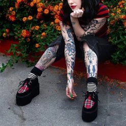 S9861 Black Suede & Red Tartan Stratocreeper Women