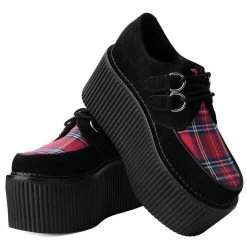 S9861 Black Suede & Red Tartan Stratocreeper Women