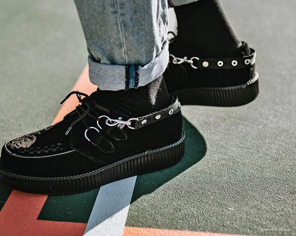 SA02 Eyelet Black Bondage Shoe Straps