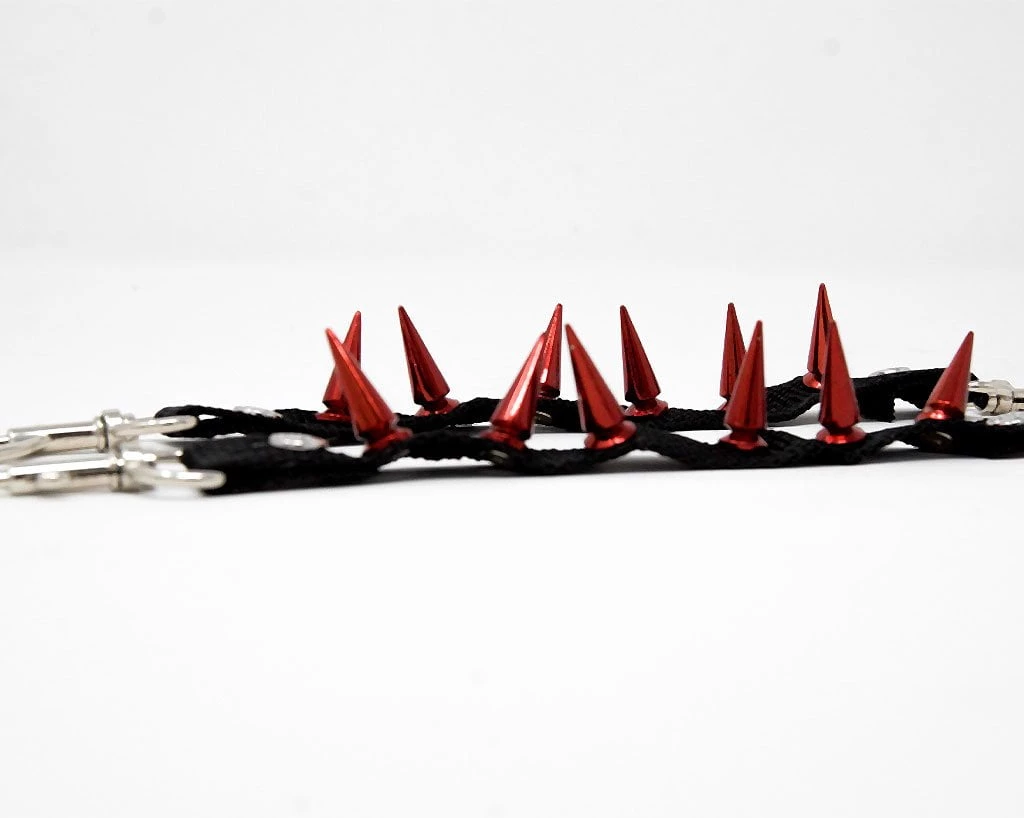 SA14 Spiked Red Bondage Shoe Straps Vegan