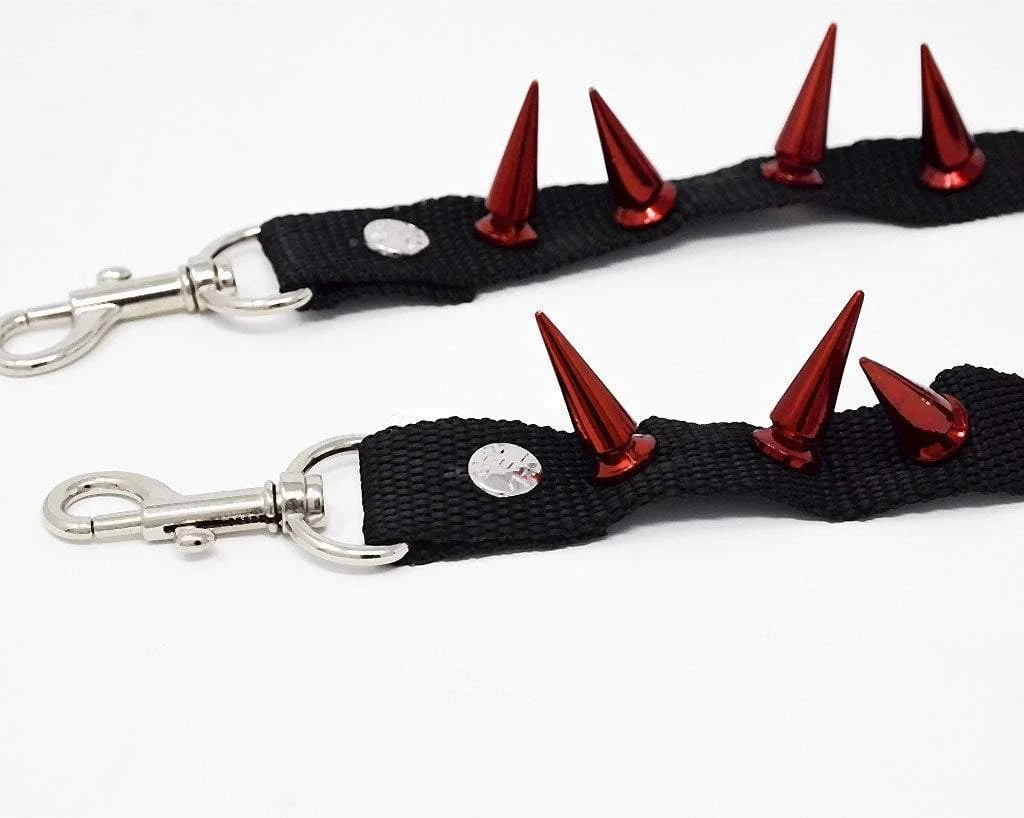 SA14 Spiked Red Bondage Shoe Straps Vegan