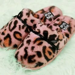 SL02 Pink Leopard Bow Slipper