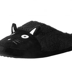 SL03 Black Fuzzy Kitty Slipper