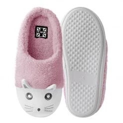 SL04 Pink & White Fuzzy Kitty Slipper