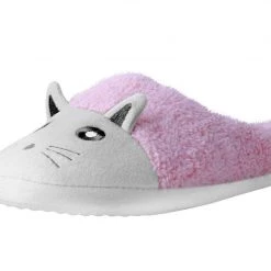 SL04 Pink & White Fuzzy Kitty Slipper