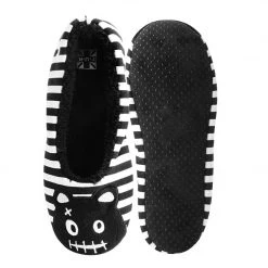 SL06 Women Black & White Striped Punk Panda Slipper