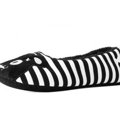 SL06 Women Black & White Striped Punk Panda Slipper