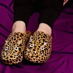 SL07 Tan Leopard Kitty Slipper Women