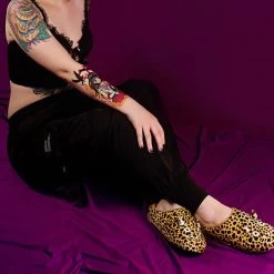 SL07 Tan Leopard Kitty Slipper Women