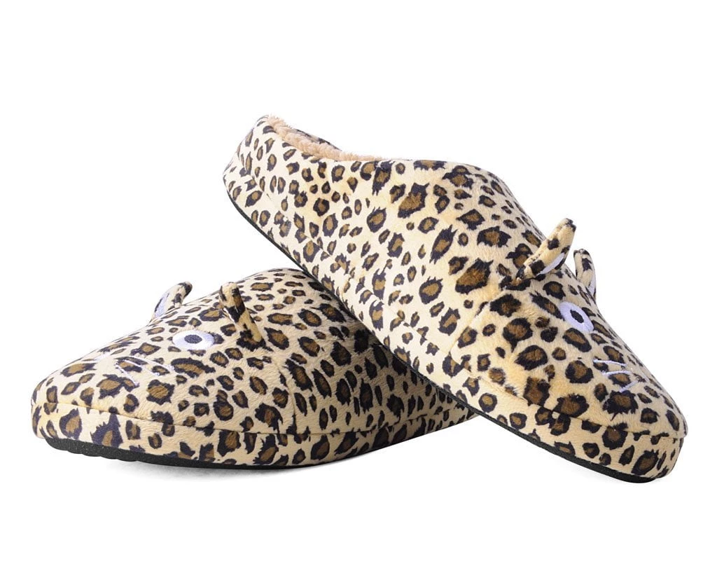 SL07 Tan Leopard Kitty Slipper Women