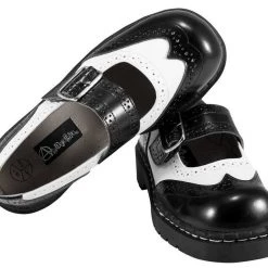 T1035 Black & White Brogue Mary Jane Women
