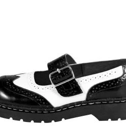 T1035 Black & White Brogue Mary Jane Women