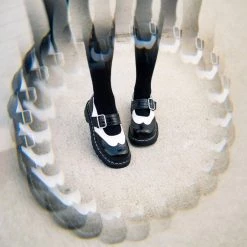 T1035 Black & White Brogue Mary Jane Women