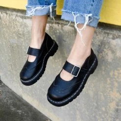 T2269 Black TUKskin™ Brogue Mary Jane Women