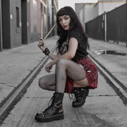 T2296 Black 10-Eye Spiked Anarchic Dino Boot