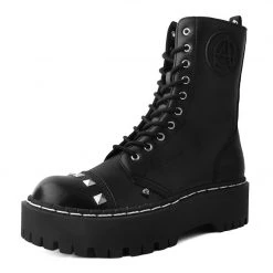 T2296 Black 10-Eye Spiked Anarchic Dino Boot