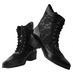 T2300L Black Victorian Anarchic Pointed Boot