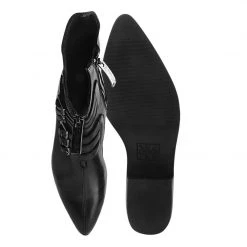 T2301L Black Victorian Anarchic 6-Buckle Pointed Boot