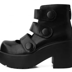 T2303L Black Bubble 3-Strap Anarchic Mary Jane Platform