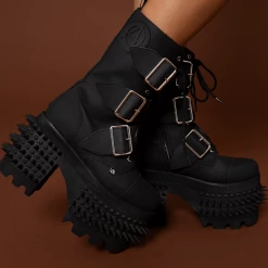T2304 Black 3-Buckle Anarchic Hellraiser Boot