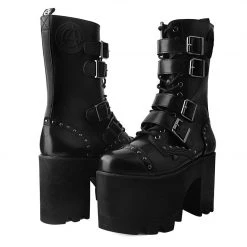 T2305 Black 4-Buckle Anarchic Moto Boot
